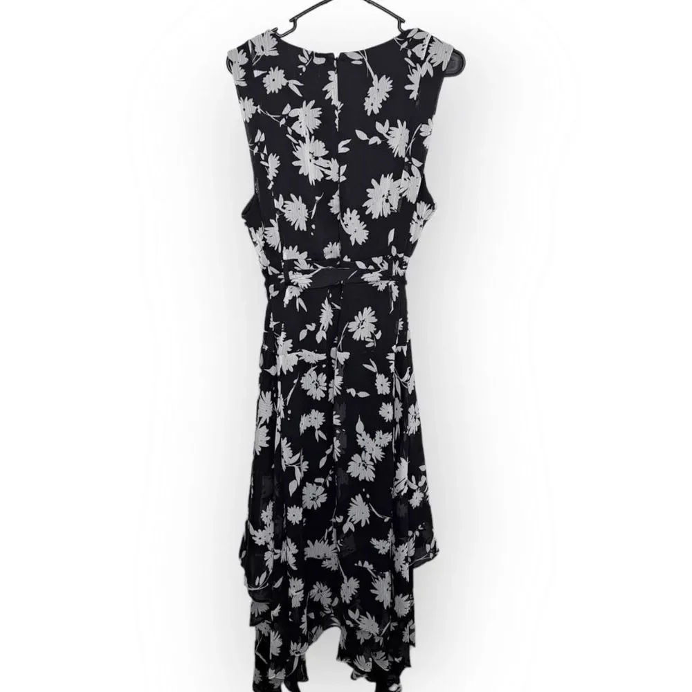 Calvin Klein Floral-Print Chiffon Handkerchief-Hem Midi Dress size 18W - Picture 8 of 12